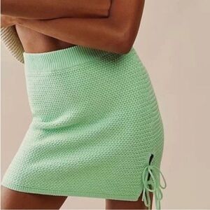 NWOT Free People Beach green knit skirt